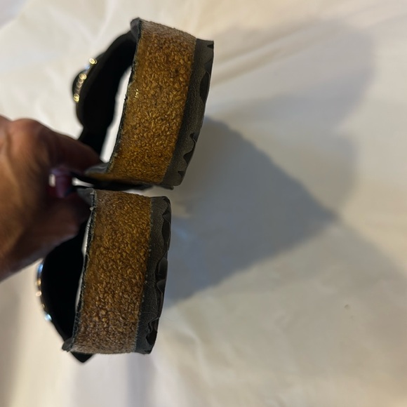 Birkenstock Black nubuck big buckle Madrid Sandals with Cork Footbed 36 narrow - Picture 9 of 10